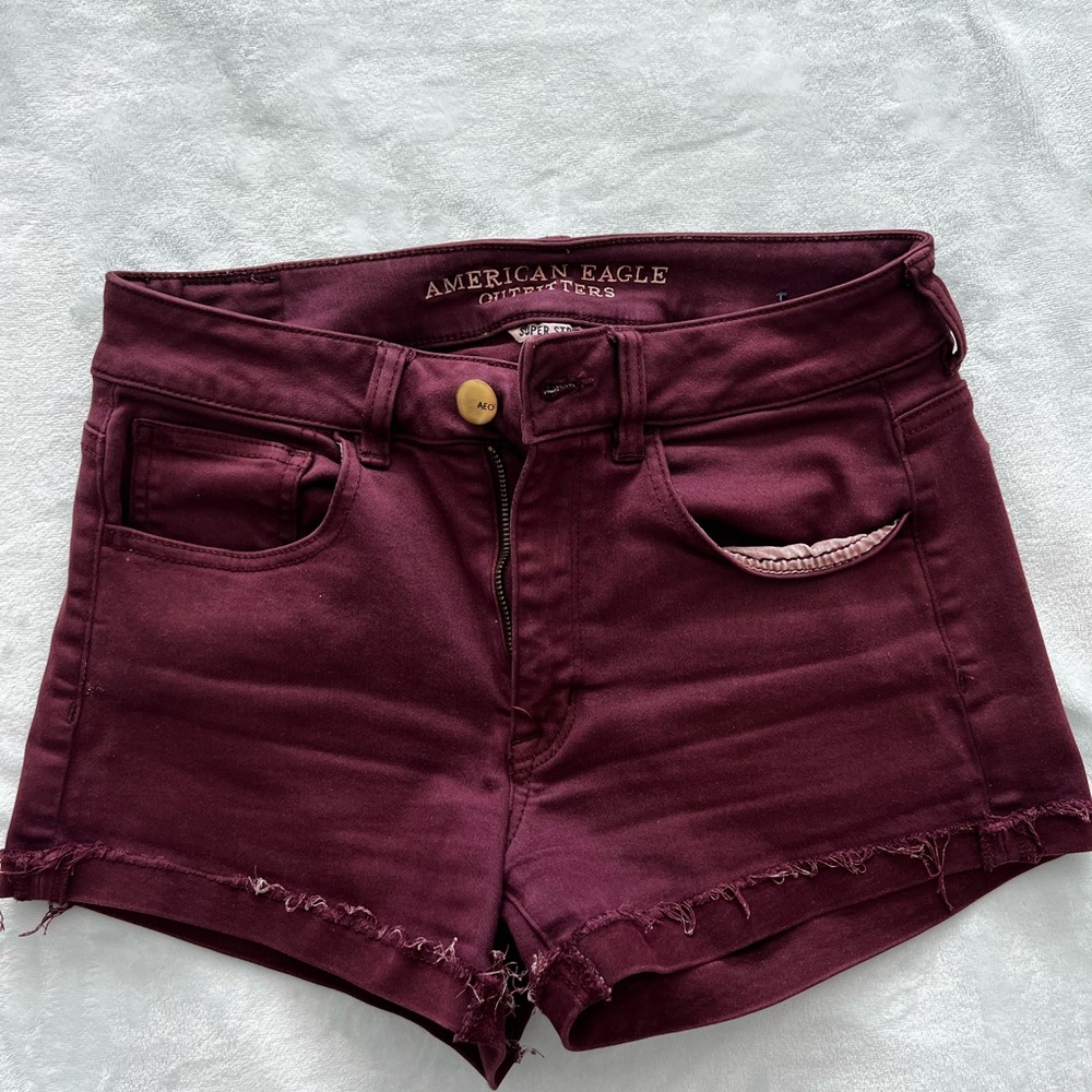 American Eagle Outfitters Women's Dark Red Jean Shorts